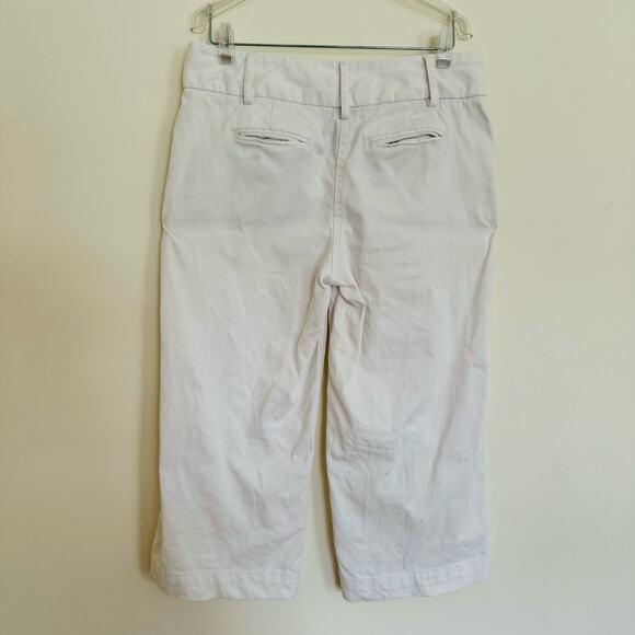 Apostrophe White Cotton Spandex Clamdiggers Wide Capri Pants Size 4 - Picture 4 of 7